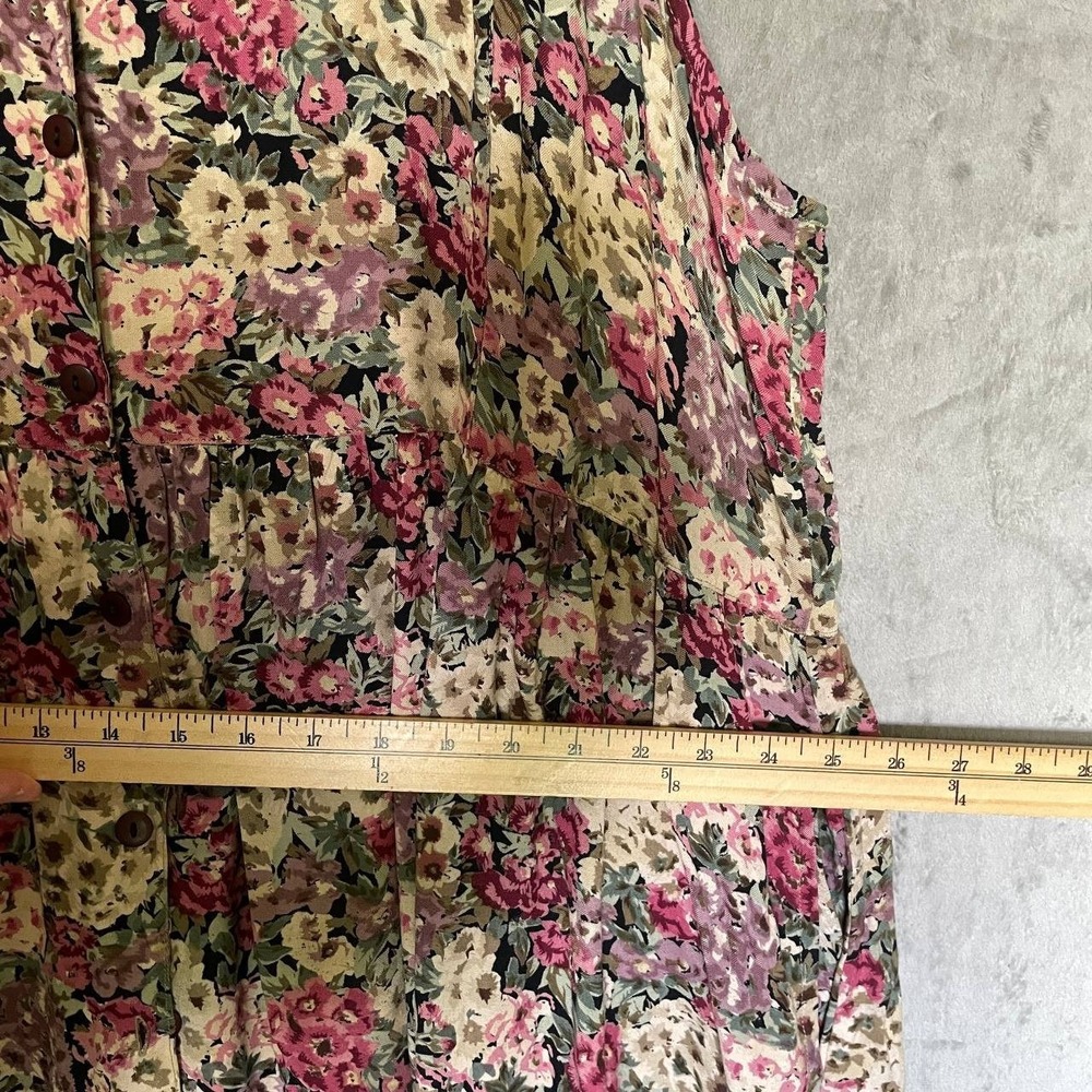 Vintage Bryn Connelly Floral Sundress 2X Plus Cottagecore Button Front Pockets - Picture 7 of 9